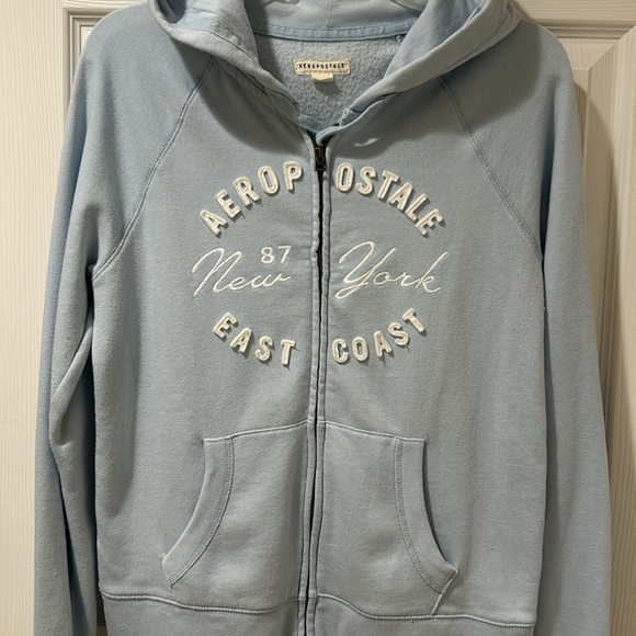 Aeropostale Tops - Aeropostale Zip Hoodie New York Powder Blue ~ Size Medium